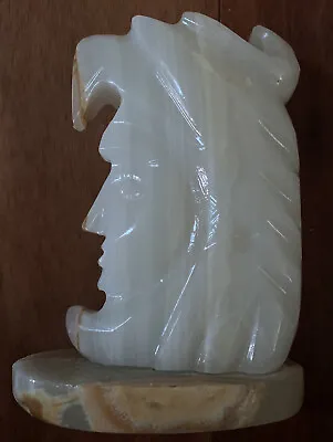 Vintage White Onyx Stone Mable Warrior Figurine Book End Made In Mexico • $37.45