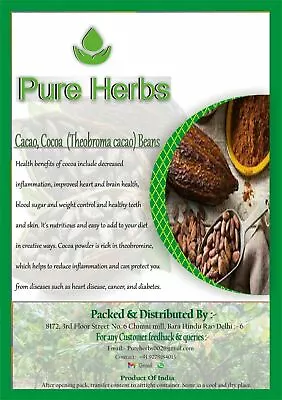 Pure Herbs Cacao Cocoa Theobroma Cacao Beans • £42.46