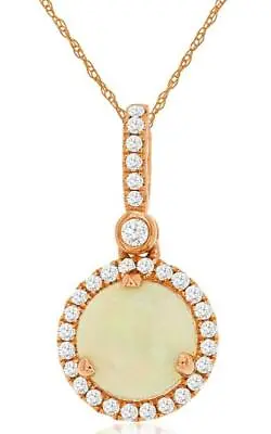 .88ct Diamond & Aaa Opal 14kt Rose Gold 3d Classic Round Halo Floating Pendant • $1386.11
