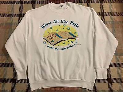 Vtg Holy Bible Jesus Religious 90's Crewneck Sweatshirt XL USA Made!!! • $24.95