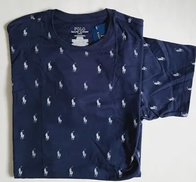 POLO RALPH LAUREN Men`s T Shirt Regular Fit Pony Logo Lounge Shirt L M Navy Blue • $24.64