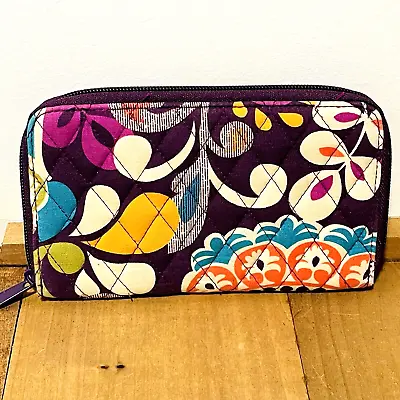 Vera Bradley PLUM CRAZY Zip Around 7.5  X 4.5  Accordion Card Wallet • $16.99