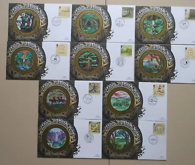 Benham 2004 LORD OF THE RINGS 50th Anniversary Silk FDC Collection - BS318-BS327 • £39.99