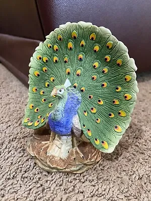 $39.88 • Buy Vintage 1983 Lefton Hand Painted 03832 Colorful Peacock Figurine Taiwan Sticker