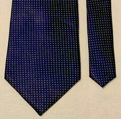 VTG SAVILE ROW Men's 100% Silk Necktie Navy Blue With Geometric Polka Dots NWT • $21.60