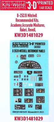 Kits World Decals 1/48 3D Decals B-25C/D MITCHELL Bomber INSTRUMENT PANELS • $14.99