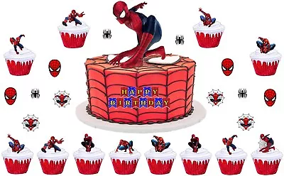 Spiderman STAND UP SCENE Cake Toppers Edible Birthday Party Wafer Decorations • £2.65