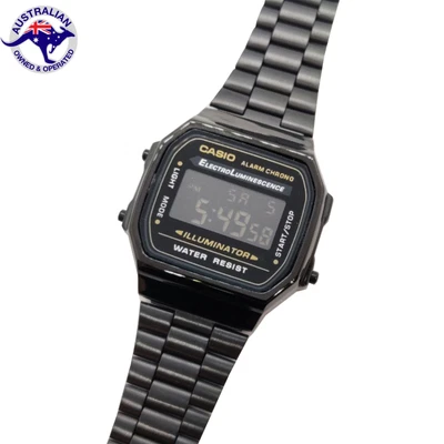 $27.99 • Buy Casio Classic Digital Watch A168W All Black Design Unisex Retro Vintage Melbourn