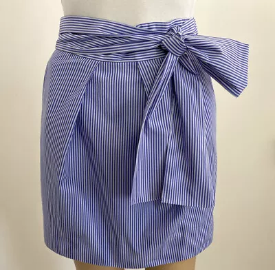 J Crew 00 / XXS-XS / 6-8 Blue Striped Cotton Mini Skirt Attached Belt / Sash • $29
