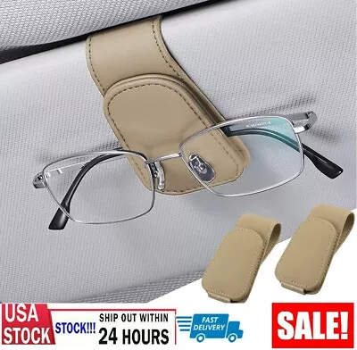 2× Magnetic Leather Sunglasses Holder For Car Sun Visor Eyeglass Hanger Clip USA • $11.96