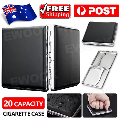 Stainless Steel Pu Cigar Cigarette Tobacco Case Box Pocket Pouch Holder Box OZ • $4.95