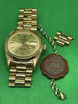 Vintage Rolex 1803 President Day Date 36mm 18k YG  Band 3835 & Pins 18K YG Box • $5150