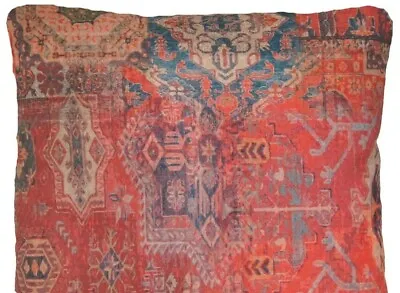 Rug Kilim Printed Cushion Cover Oriental Rusty Red Cotton Fabric Rectangle 40x30 • £9.99