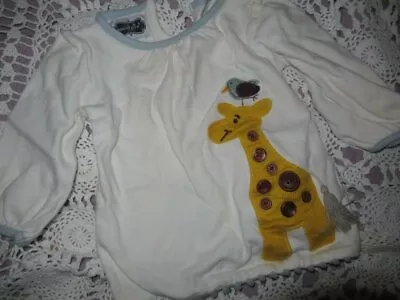 Vguc Mudpie Giraffe Applique Long Top Baby Girls 9 M 12 M Free Ship USA • $8.99