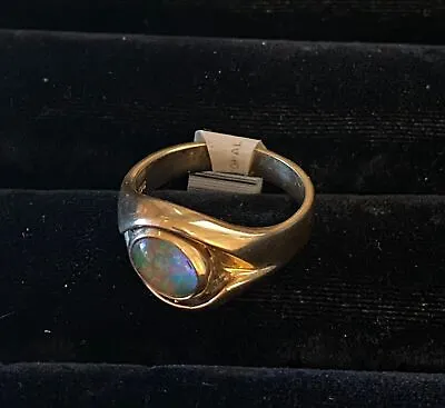 Synthetic Opal Gent's Stone Ring 14K Yellow Gold 10.42g Size: 11.5 (ECP012039) • $625