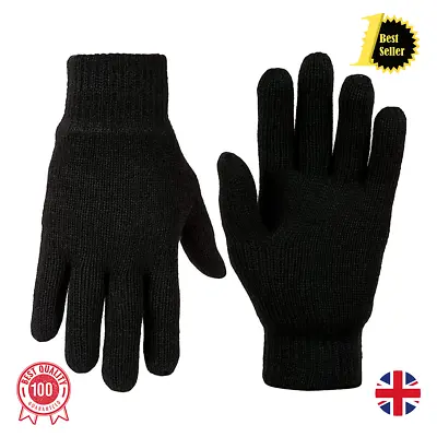 1 Or 3 Pairs Unisex Mens Womens Winter Thick Thermal Woolen Knitted Wool Gloves • £3.99