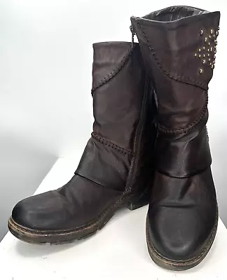 Muk Luks Womens Amelia Mid Calf Boots Faux Leather Water Resistant Brown Size 9 • $29.99