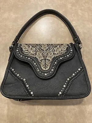 Montana West~Black Floral Purse Genuine Leather New Without Tags! • $58
