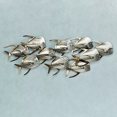 School Of Fish Coastal Sealife Ocean Steel Wall Art Sculpture Beach Decor • $299