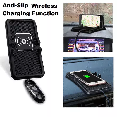 Fast Wireless Phone Charger Charging Dashboard Mat Pad AntiSkid Grip Holder UK • £10.49