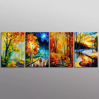 Modern Canvas Art Print Garden Trees Oil Painting Wall Decor Art 4pcs-No Frame • $45.02