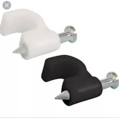 £1.99 • Buy Round Cable Clips Wall 4mm 5mm 6mm 7mm 8mm 9mm 10mm 12mm  White Black Nail Plugs