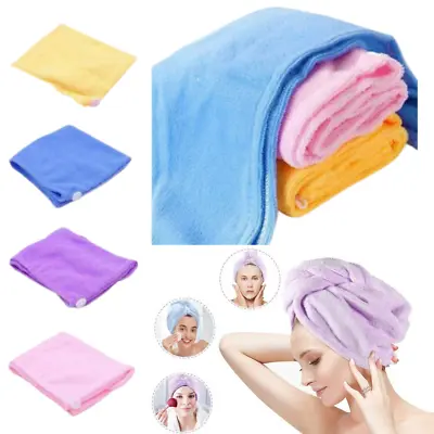 Hair Turban Towel Microfibre Ladies Head Towel Wrap Rapid Drying Towelling Band • £2.99