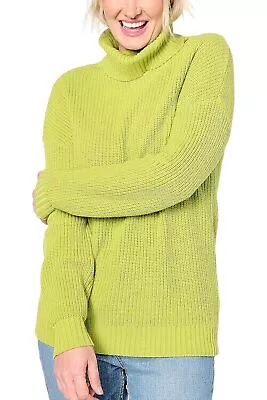 Belle By Kim Gravel Shaker Knit Turtleneck Tunic Sweater Avocado • $27.99