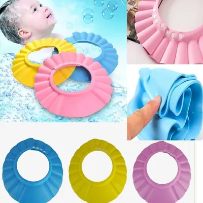 UK Adjustable Baby Kids Shampoo Bath Shower Hat Cap Wash Hair Waterproof Shield • £3.50