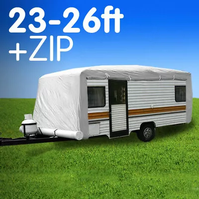 Caravan Cover With Zip 23-26 Ft Campervan UV Protector Heavy Duty Covers • $193.16