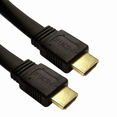 Long Flat HDMI Male To Male High Speed With Ethernet Cable Full HD LCD Gold Lead • £4.04