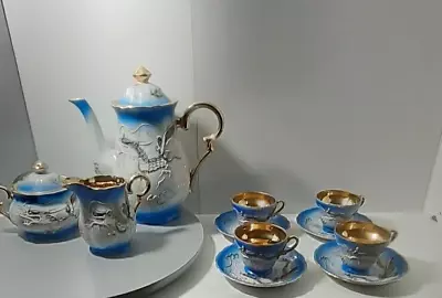 Vintage 1930s Japanese Moriage Pottery Dragonware Raised Dragons Golden Tea Set • $259