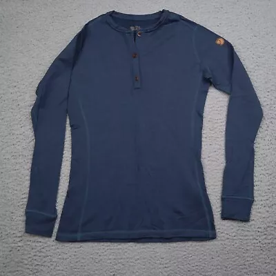 Fjallraven Lappland Womens S Henley Shirt Merino Wool Base Layer Blue (FLAWS) • $24.99