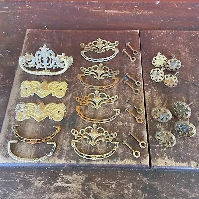 Vintage Reproduction Brass Dresser Pulls Knobs Parts Mixed Lot • $19.99