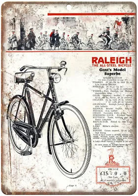 $18.95 • Buy Raleigh Gents Model Superbe Vintage Bike Ad 10  X 7  Reproduction Metal Sign B20