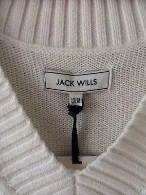 £21.95 • Buy White Jack Wills Rib V Neck Pull Over Cricket Tank Top UK14 New With Tag