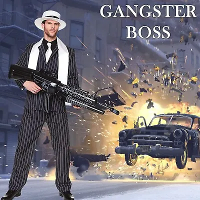 Adult Mens Godfather Gangster Boss Costume 1920's Mafia Boss Suit Fancy Dress UK • £50
