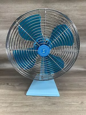 Vintage Superior Electric Fan 1200 Blue Aqua Base + Blades Working Usa 3 Speed • $39.99