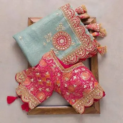 $96.79 • Buy Georgette Indian Wedding Party Two Tone Sari Ethnic Wear Designer Saree Blouse