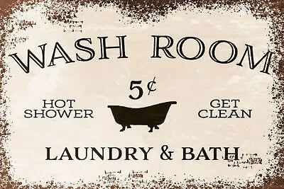 £2.49 • Buy Washroom Bath And Laundry Retro Vintage Style Metal Sign, Bathroom, Shower