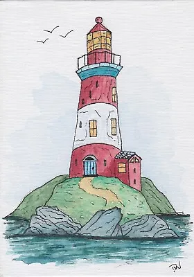 Original Lighthouse Watercolour Painting (One Of A Kind) • £5