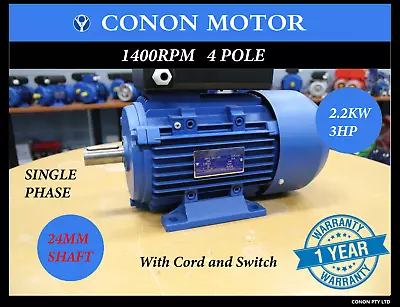 2.2kw 3HP 1400rpm 28mm Shaft Cement Mixer Motor Single Phase 240v Dual Caps • $323.03