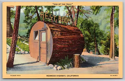 Postcard Restroom Lavatory Made From Sequoia Giant Redwood Tree Trunk California • $7.45