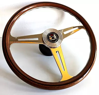 Steering Wheel Wood Chrome Fits For VW Wolfsburg LUISI T2 Bus Transporter 68-72 • $389