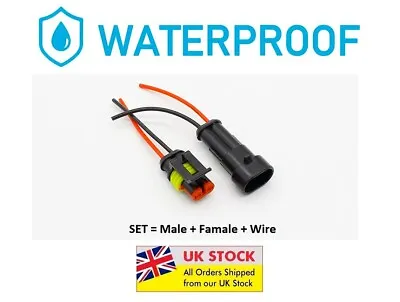 12V 2Pin Cable Wire Connector Plug Waterproof Sealed For Electrical Car W/wire • £3.99