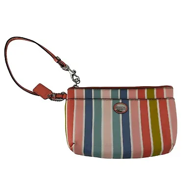 Coach Wristlet Peyton Rainbow Multicolored Stripe Small Bag Colorful Fun Bright • $25