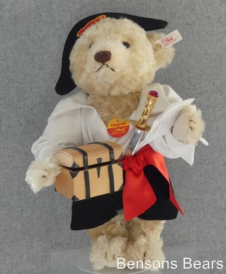 £125 • Buy Steiff 1997 Pirate Bear Curly Mohair - Treasure Chest - Growler 35cms Ean 655371