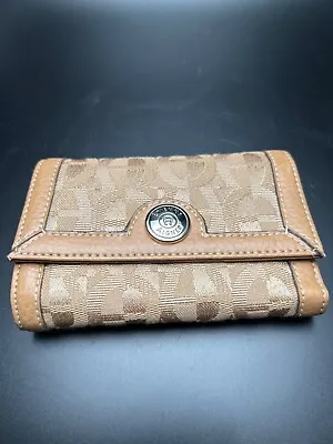 Wallet Etienne Aigner Geometric Logo Personal Assets Vachetta Fabric Leather • $19.50