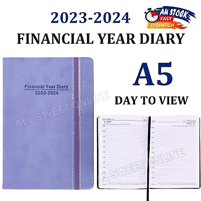 $19.95 • Buy 2023 2024 Financial Year Diary Day To View A5 Purple Hard Cover Elastic Band AU