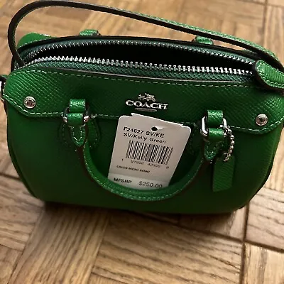 NWT Rare Coach Micro Bennet F24627 Kelly Green SV/KE Crossbody W Handles Vintage • $450